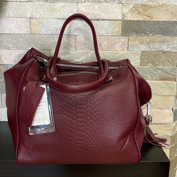 Celine Dion Elegy Snake Embossed Leather Satchel - Picture 8 of 13